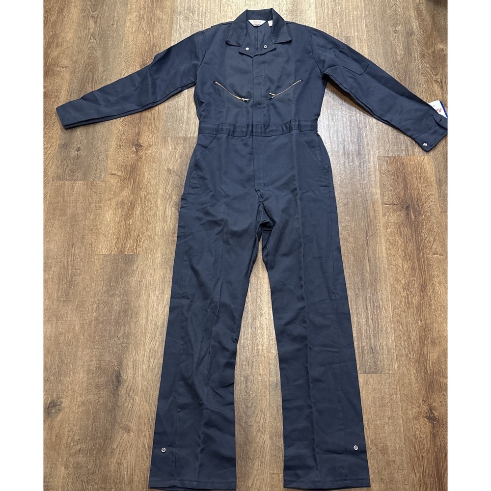 Vintage WALLS Master Made 36 TALL Coveralls Jumpsuit Blue USA Made 100% Cotton